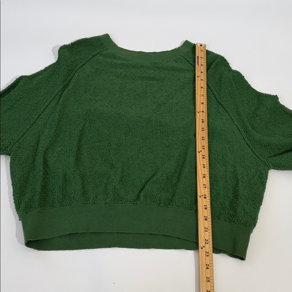 Free People Top Size M Green Cotton Textured Pullover EUC - Picture 6 of 10